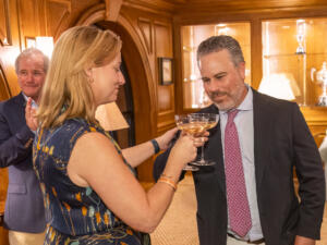 Keeneland's Shannon Arvin toasts Aron Wellman in the Director's Room | Photos courtesy of Keeneland