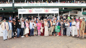 The team accepts the trophy for Classic Q’s G2 victory—one of two wins for Eclipse during Derby week at Churchill Downs | Coady Media photo