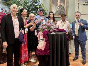 The team toasts to Classic Q's G1 triumph at Saratoga 